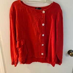 Vibrant Red Button-Up Women's Blouse